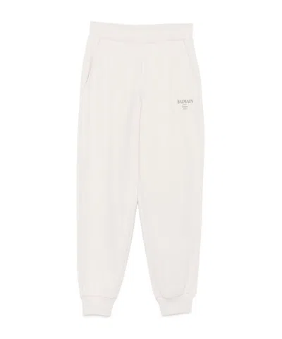 Balmain Logo-print Cotton Track Pants In White