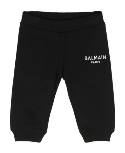 Balmain Logo-print Cotton Track Pants In Black