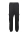 Balmain Printed Cargo Sweatpants Elastic Waist In Black