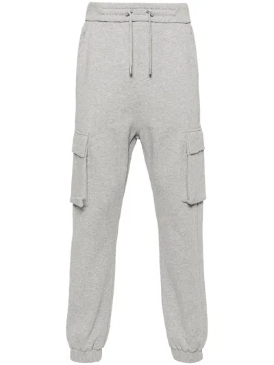 Balmain Logo-print Cotton Track Pants In Grau