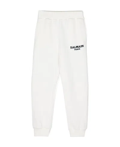 Balmain Logo-print Cotton Track Pants In White