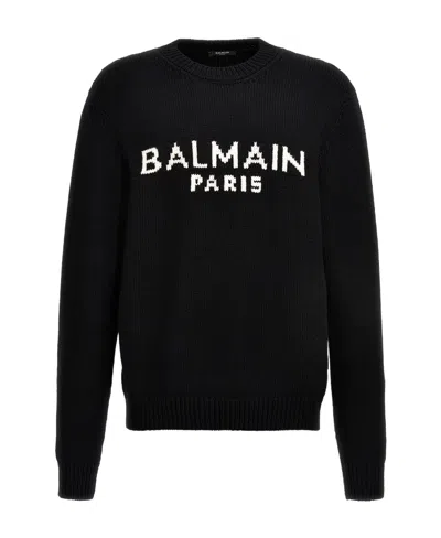 BALMAIN BALMAIN LOGO INTARSIA KNIT CREWNECK JUMPER