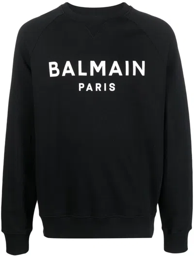 Balmain Logo-print Crew-neck Sweatshirt In Black