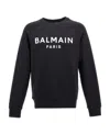 Balmain Logo Printed Cotton Sweatshirt In Black