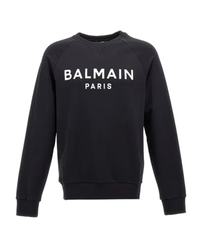 Balmain Logo Printed Crewneck Sweatshirt In Black