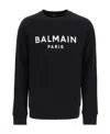 Balmain Logo Printed Cotton Sweatshirt In Black