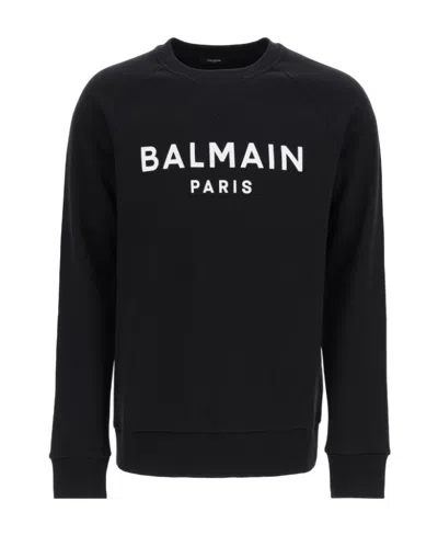 BALMAIN BALMAIN LOGO PRINTED JERSEY FLEECE SWEATSHIRT
