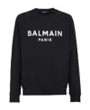 Balmain Logo Printed Cotton Sweatshirt In Black