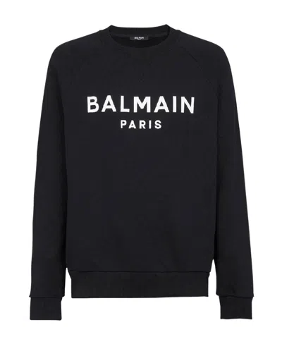 BALMAIN COTTON PRINTED BALMAIN LOGO SWEATSHIRT