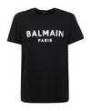 Balmain Black Crewneck T-shirt With Logo Lettering On The Front In Cotton Man In Black