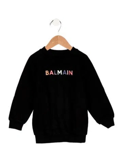 Pre-owned Balmain Babies' Logo Print Crewneck Sweatshirt In Black