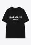 Balmain Black Crewneck T-shirt With Logo Lettering On The Front In Black