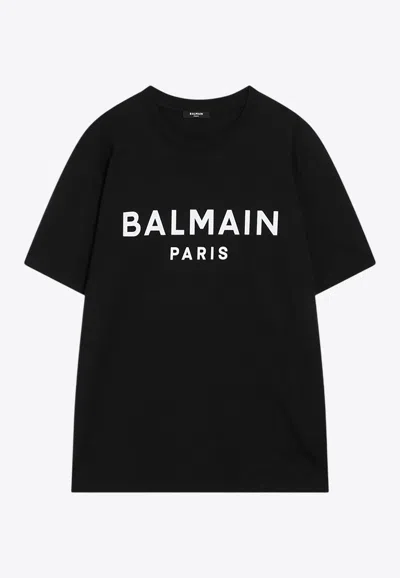 BALMAIN LOGO PRINT CREWNECK T-SHIRT
