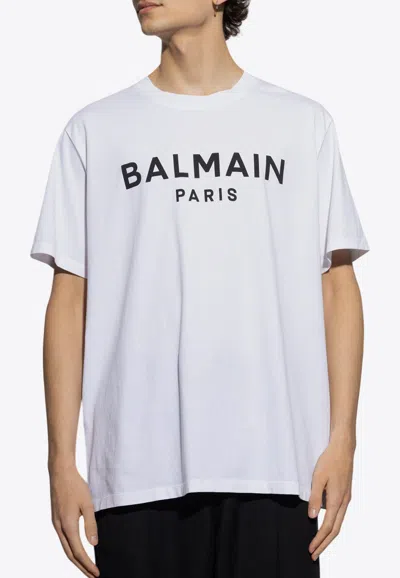 BALMAIN LOGO PRINT CREWNECK T-SHIRT