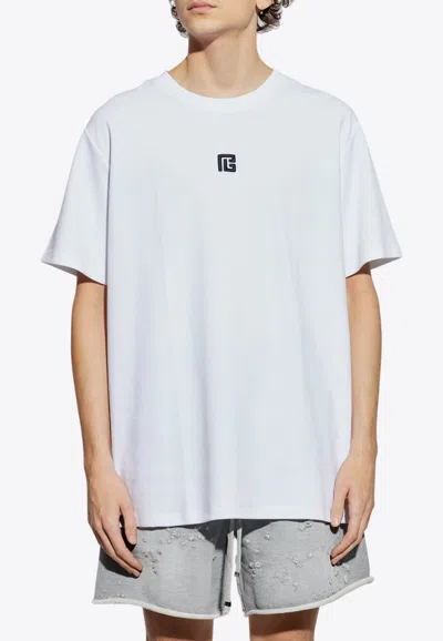 BALMAIN LOGO-PRINT CREWNECK T-SHIRT
