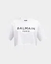 Balmain Logo-print Crop T-shirt In White