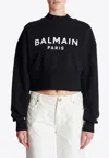 Balmain 3-button Logo-print Crop Sweatshirt