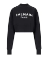 Balmain Women Logo Organic Cotton Cropped Sweatshirt In Black