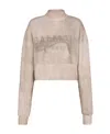 Balmain Logo-print Cropped Sweatshirt In Nude
