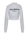 Balmain Women Logo Organic Cotton Cropped Sweatshirt In White
