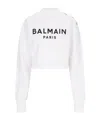 Balmain Women Logo Organic Cotton Cropped Sweatshirt In White