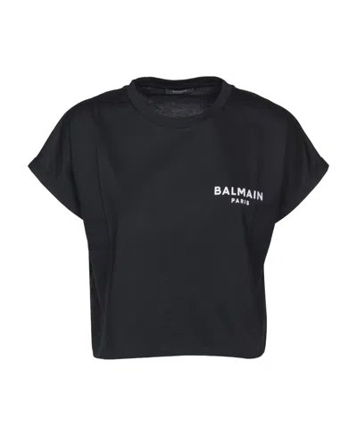 BALMAIN BALMAIN LOGO PRINTED CROPPED T-SHIRT