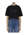 Balmain Logo-print Cropped T-shirt In Black