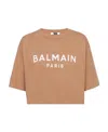 Balmain Logo-print Cropped T-shirt In Nude
