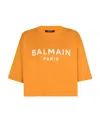 Balmain Logo-print Cropped T-shirt In Orange