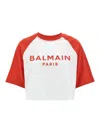 BALMAIN LOGO PRINT CROPPED T-SHIRT