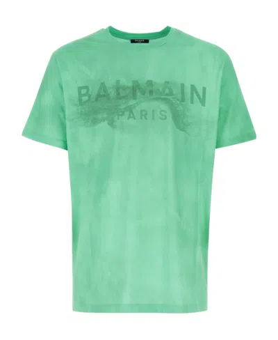 Balmain Logo-print Detail T-shirt In Green