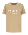 Balmain Logo Print T-shirt Beige In Nude