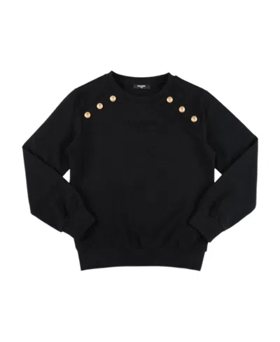 Balmain Logo-print Distressed-effect Sweatshirt In Black