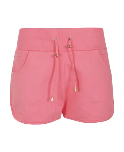 BALMAIN SALMON PINK AND WHITE KNIT SHORTS
