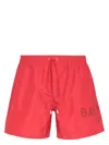 Balmain Logo-print Drawstring Swim Shorts In Red