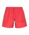 Balmain Logo-print Drawstring Swim Shorts In Red