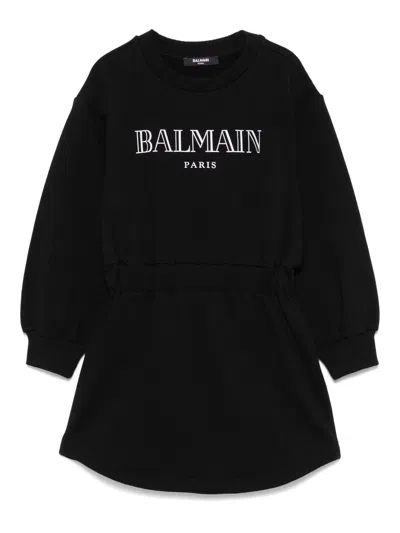 BALMAIN LOGO-PRINT DRESS