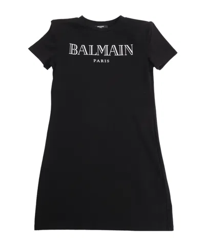 Balmain Logo-print Dress In Black