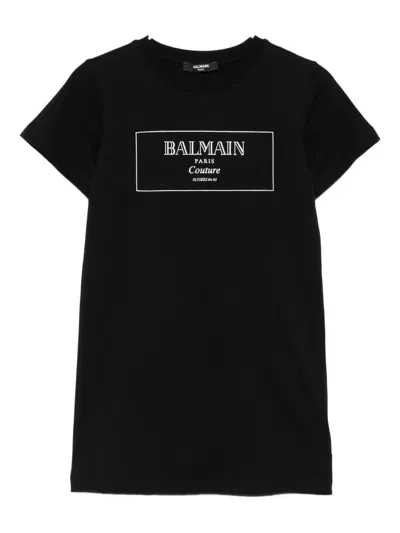 Balmain Kids' Logo-print Dress In Black