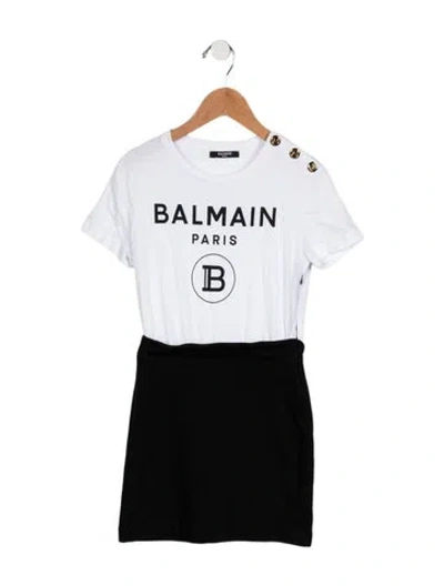 Pre-owned Balmain Kids' Logo Print Dress In Black