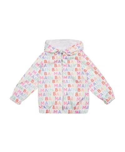 Balmain Logo-print Hooded Jacket In White