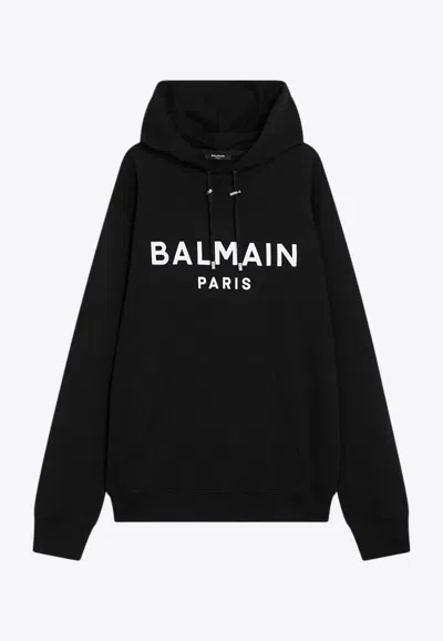 BALMAIN LOGO PRINT HOODED SWEATSHIRT