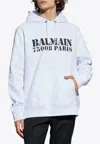 Balmain Stamped Cotton Hoodie Pocket In White