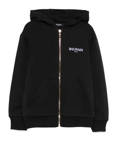 Balmain Kids' Logo-print Hoodie In Black