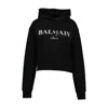 Balmain Vintage Print Hooded Sweatshirt With Long Sleeves In Black