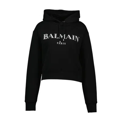 BALMAIN LOGO-PRINT HOODIE