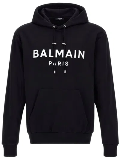 BALMAIN LOGO-PRINT HOODIE