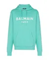Balmain Logo-print Hoodie In Green