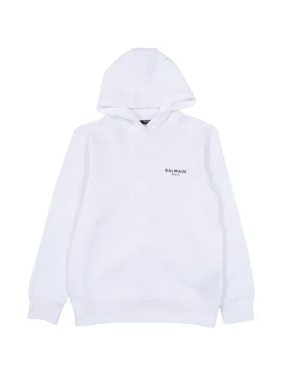 Balmain Kids' Logo-print Hoodie In White