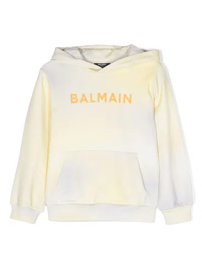 Balmain Kids' Logo-print Hoodie In Yellow